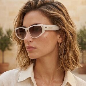 New! Isabel Marant IM0172/S 7AP3X Pearl White Rectangle Sunglasses, Authentic